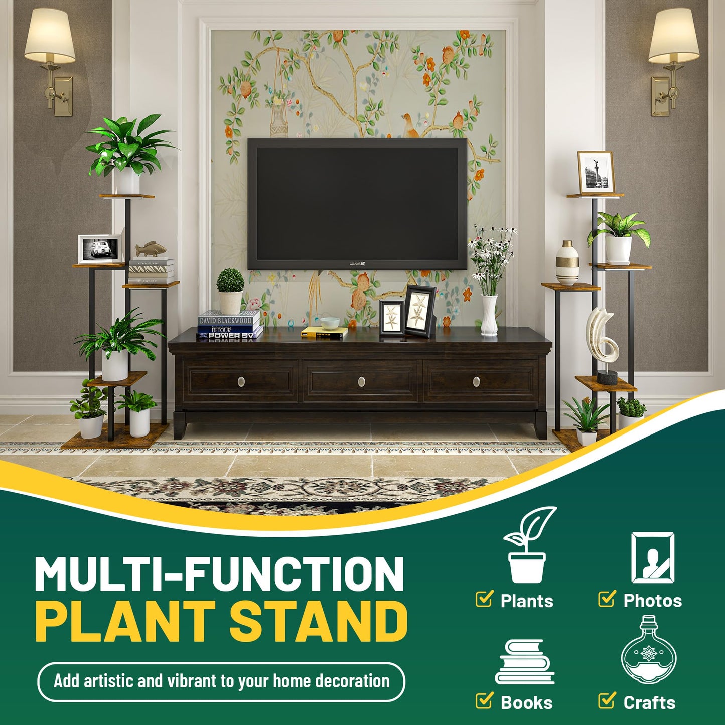 Plant Stand Indoor with Grow Light, 2-Pack Metal Plant Shelf with 6 Grow Lights, 5 Tiered Corner Plant Stand Shelves for Indoor Plants Multiple, Plant Rack Display Flower Holder for Living Room, Patio