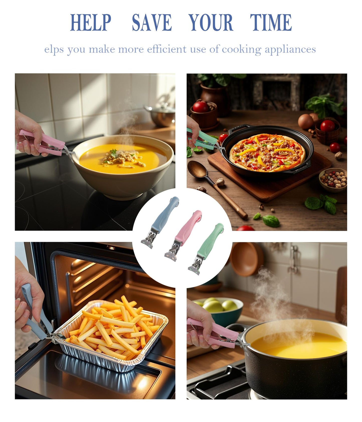 SPTECHMAKE Stainless Steel Anti-Scalding Hot Bowl Dish Plate Gripper Clips Tongs Clamp Holder for Moving Hot Plate or Bowls with Food Out from Instant Pot Microwave Oven (2, Green,Pink)