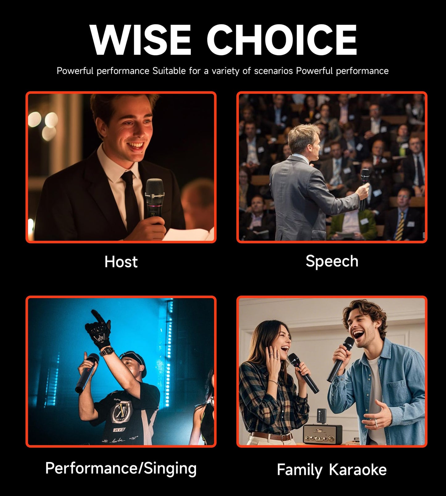 Wireless Microphones, Professional UHF Dual Wireless Microphone with 3ms Transmission Rate, Studio Grade Sound Pick Up Mic Head, Volue Control,Adjust frequency,Microphone for Singing, Performance