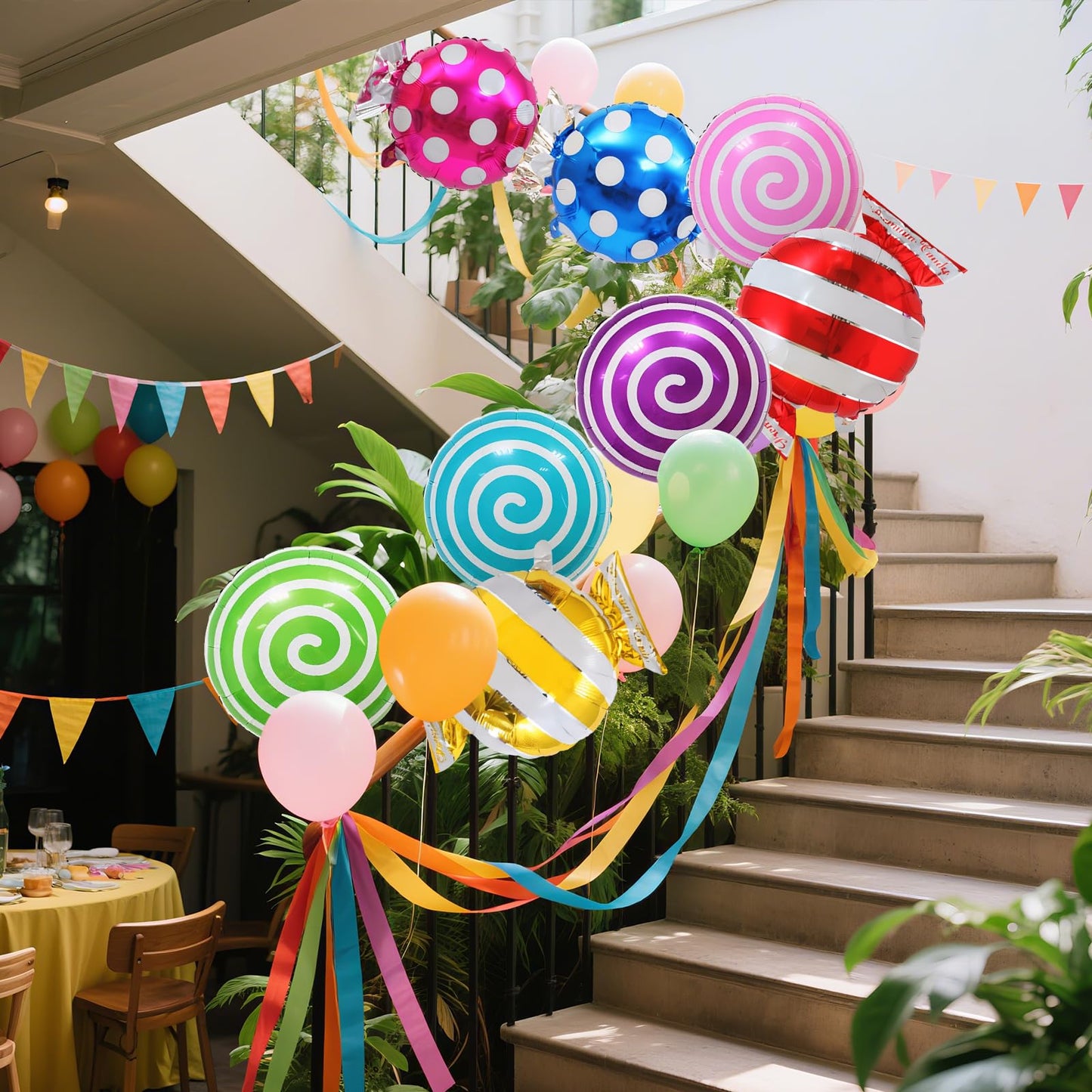 21 pcs 18" Sweet Candy Balloons, Round Lollipop Balloon Birthday Wedding Party Balloons