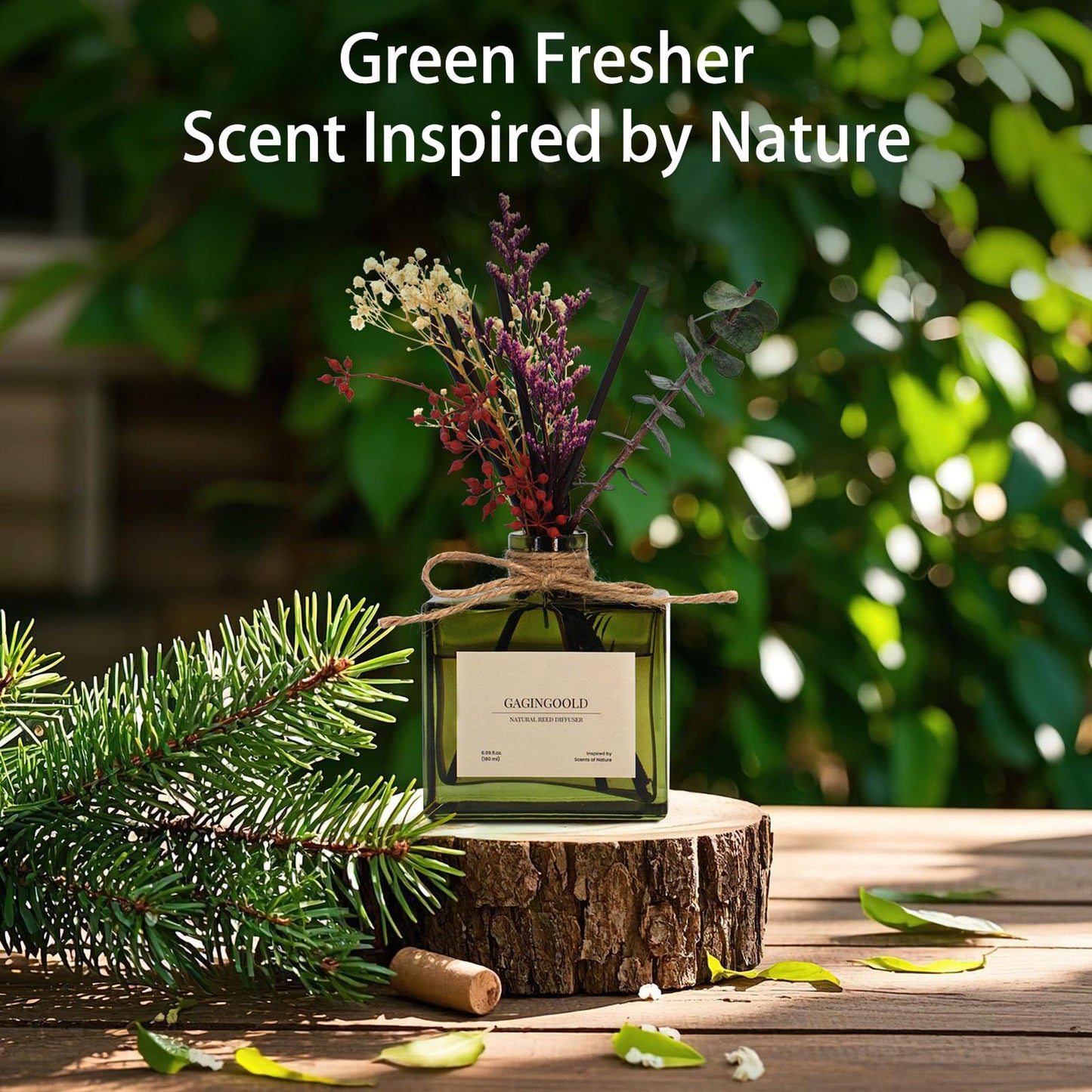 GAGINGOOLD Reed Diffuser, 6.09 oz Sandalwood Scent Diffuser with Sticks & Dried Flowers, 120 Days Long Lasting Reed diffusers for Home, Elegant Fragrance for Bathroom Bedroom Office Decor, air Fresh