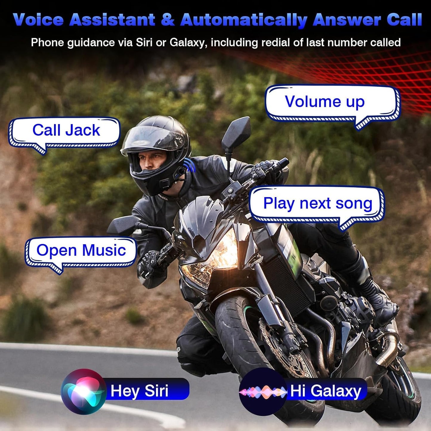 ZOVTIX Motorcycle Helmet Headset, 8 Riders Intercom Headset Communication System Speakers with Music Sharing/HiFi Sound/3 EQ Music Modes/DSP&CVC Noise Cancellation/IP67/FM Radio/Wake up Siri (2 Pack)