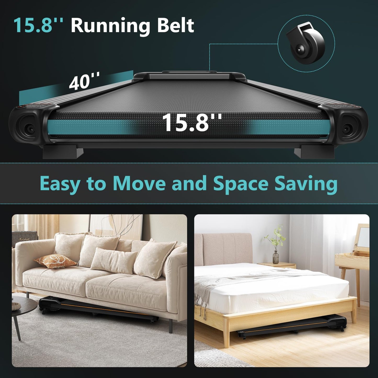 Walking Pad with Incline, Under Desk Treadmill for Home Office, 2.5HP Portable Treadmills with Panel & Remote Control, 4 in 1 Walking Running Machine Manual Incline, Compact Treadmill 265LB Capacity