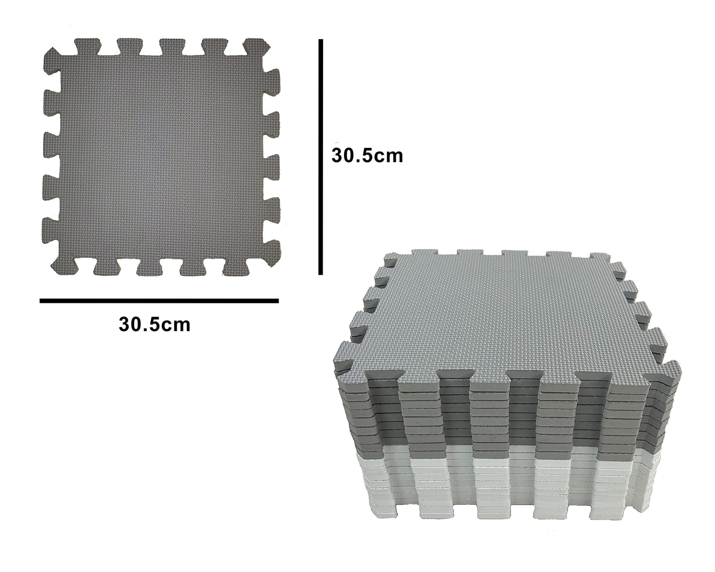 18 Pieces Foam Play Mat, Interlocking Playmat Tiles, Foam Floor Mat Tiles for Kids, Puzzle Play Mats, Exercise Gym Mats – Color of Gray & White with Border