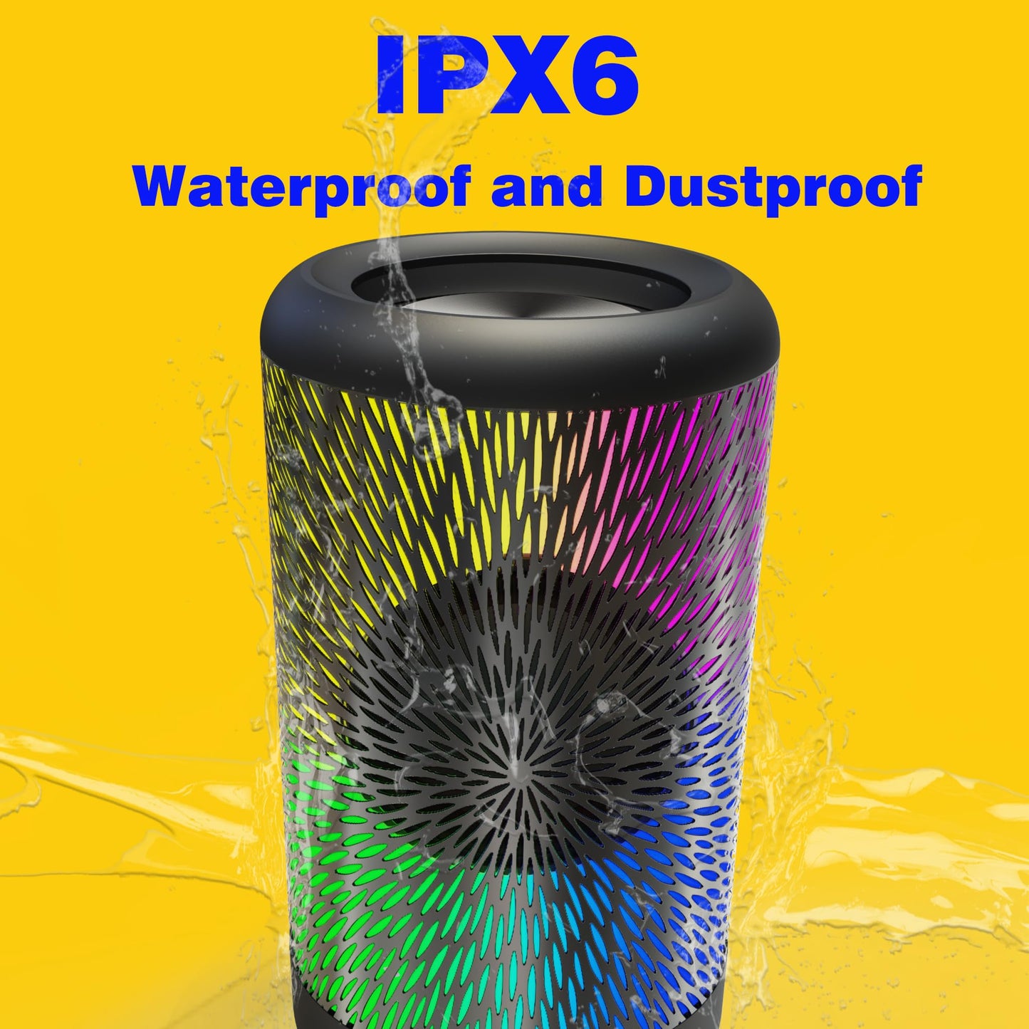 MAWODE Mini Bluetooth Speaker, 24H Playtime, Wireless Outdoor IPX6 Waterproof, 90dB Loud Sound, Stereo Pairing, Portable with RGB Party Lights, Camping Light, Support USB, Aux & TF Card (T10 Pro RGB)