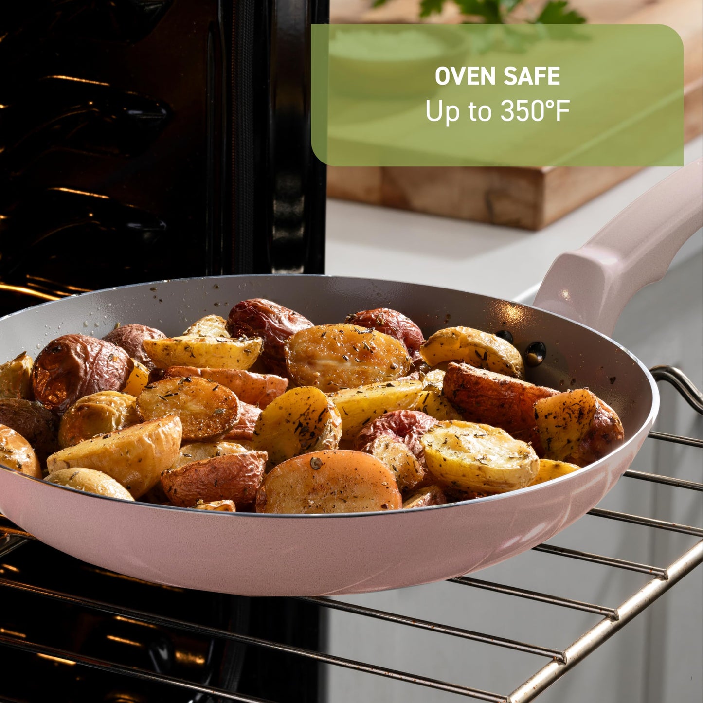 T-Fal Refresh Ceramic Nonstick Cookware Set, 20-Piece, Made without PFOA and PTFE, Oven and Broiler Safe up to 350°F, Includes Stockpot, Griddle, Frying Pans, and Utensils, Pots and Pans, Moon Grey