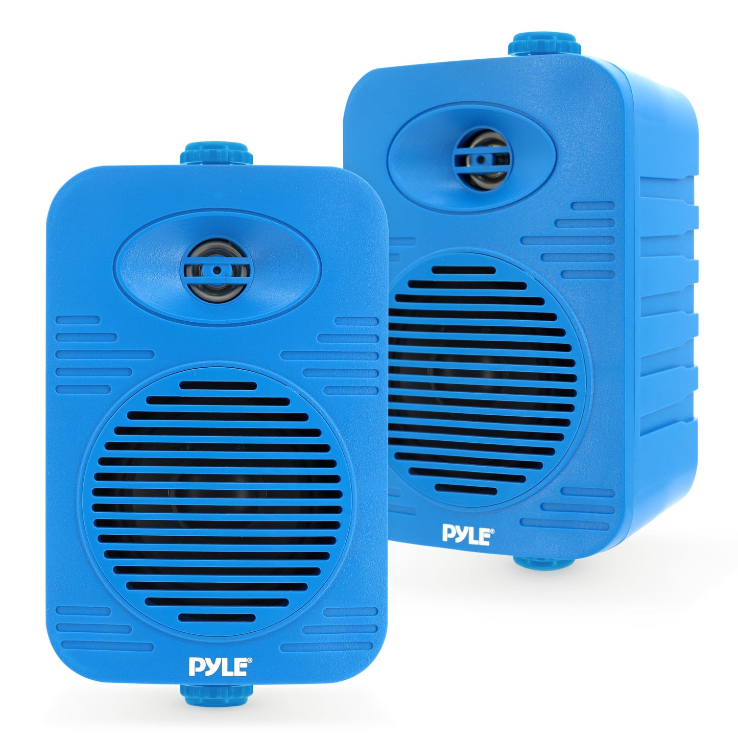 Pyle 300 Watt Bluetooth Indoor Outdoor Speakers Pair - Dual Waterproof 4” 2-Way Full Range Speaker System w/ 1/2” High Compliance Polymer Tweeter | Home, Boat, Marine, Deck, Patio, Poolside (Blue)