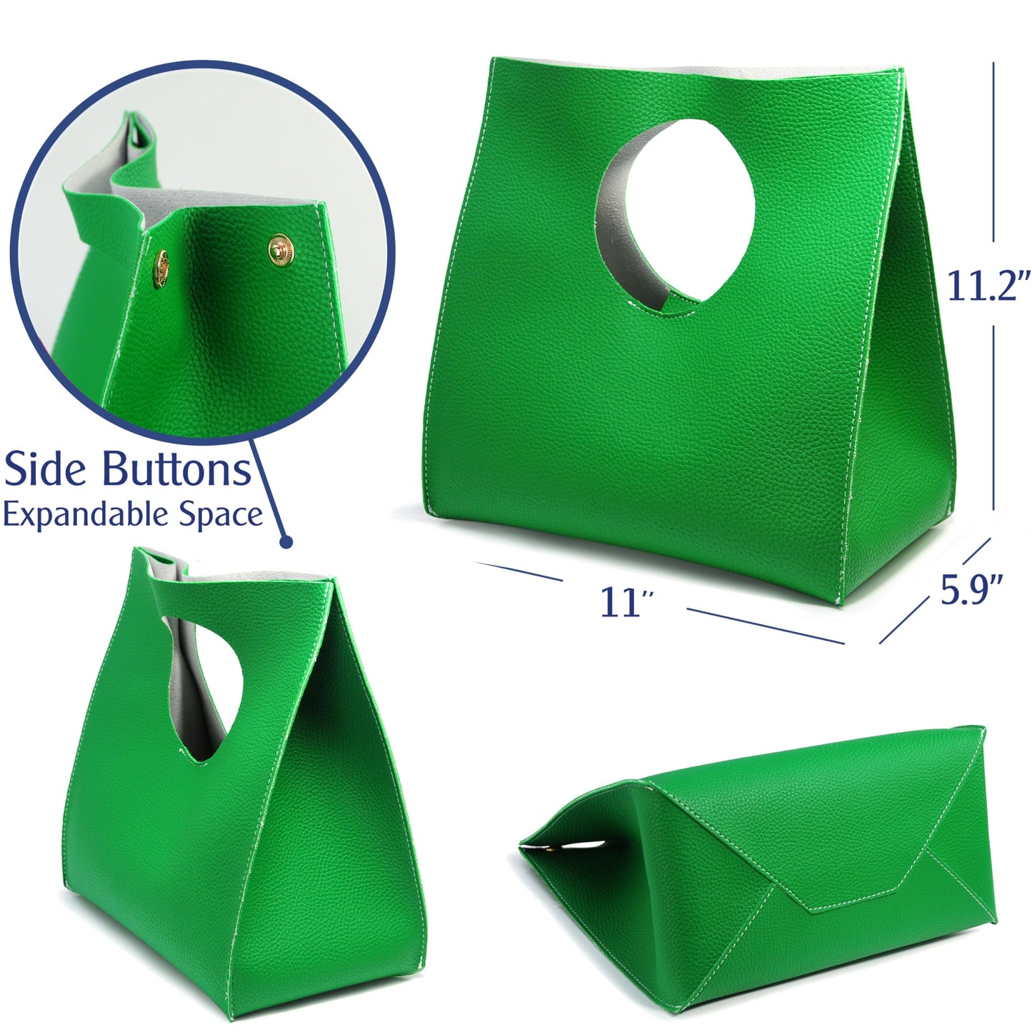 HOXIS Vintage Minimalist Style Soft Pu Leather Handbag Clutch Small Tote (Green)