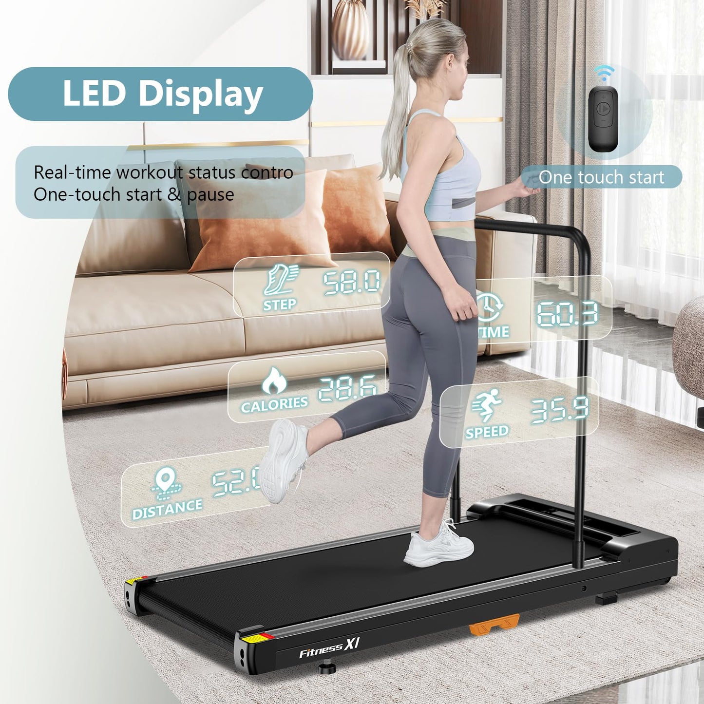 Walking Pad, Under Desk Treadmill for Home, Portable Treadmill 300 lbs Capacity (Black-Timeless)