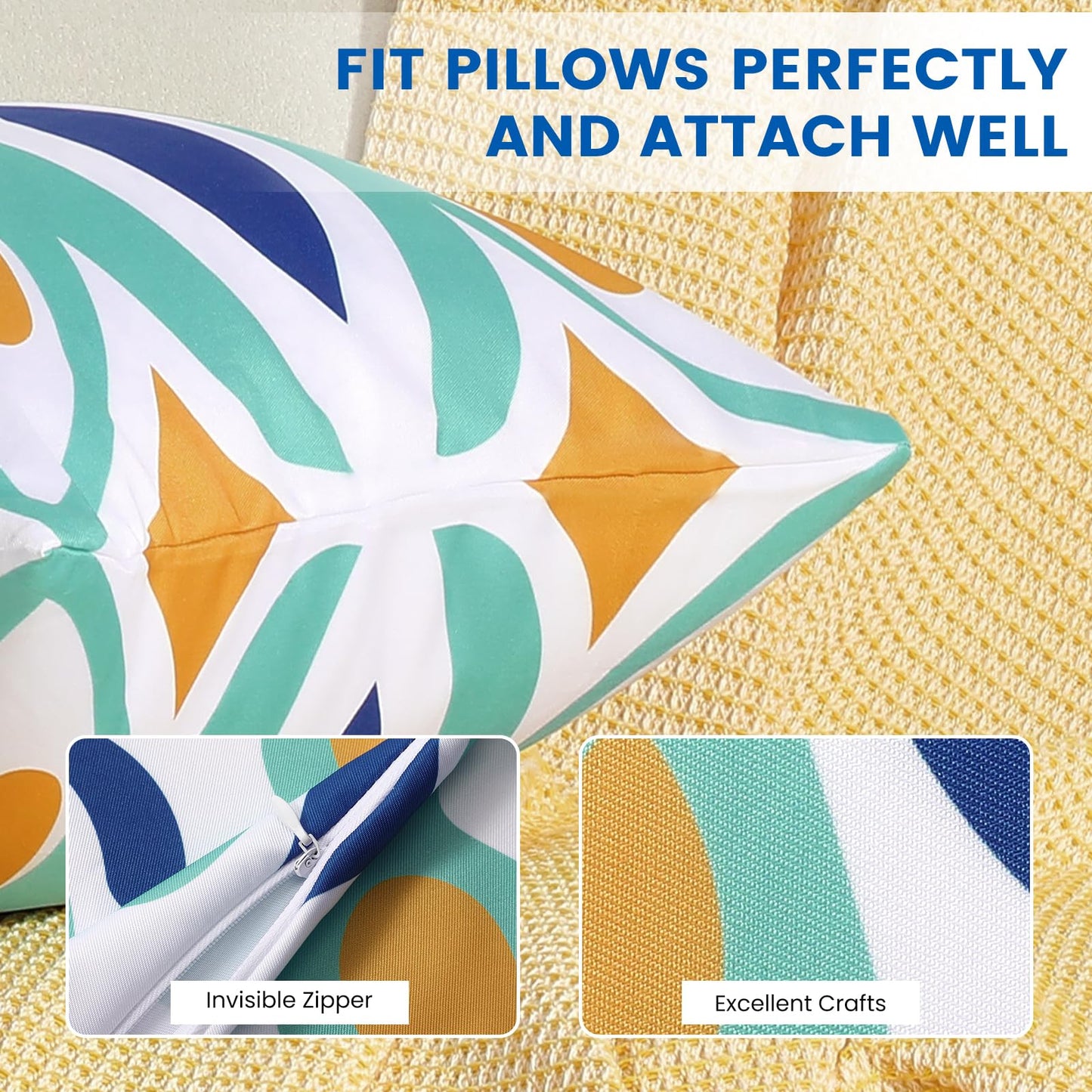 coclothy Outdoor Pillow Covers - 4 Pack Outdoor Pillow Covers 18x18 Waterproof PillowCovers for Patio Furniture Decorative Pillowcases