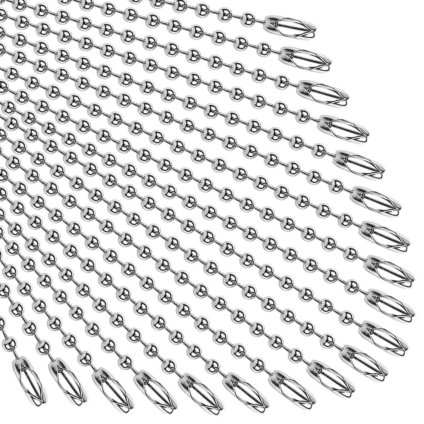 SANNIX 100Pcs Ball Beads Chain, Bulk Dog Tag Metal Chain, 4.72 Inch Ball Chain Keychains with Connectors for Hanging Christmas Decoration (Mixed Color)