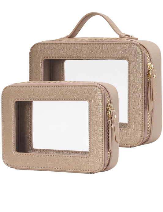 Popvibe Clear Makeup Bag Travel Cosmetic Case Transparent Toiletry Bag with Zipper, Portable Make Up Organizer Traveling Compact Car Bag for Essentials