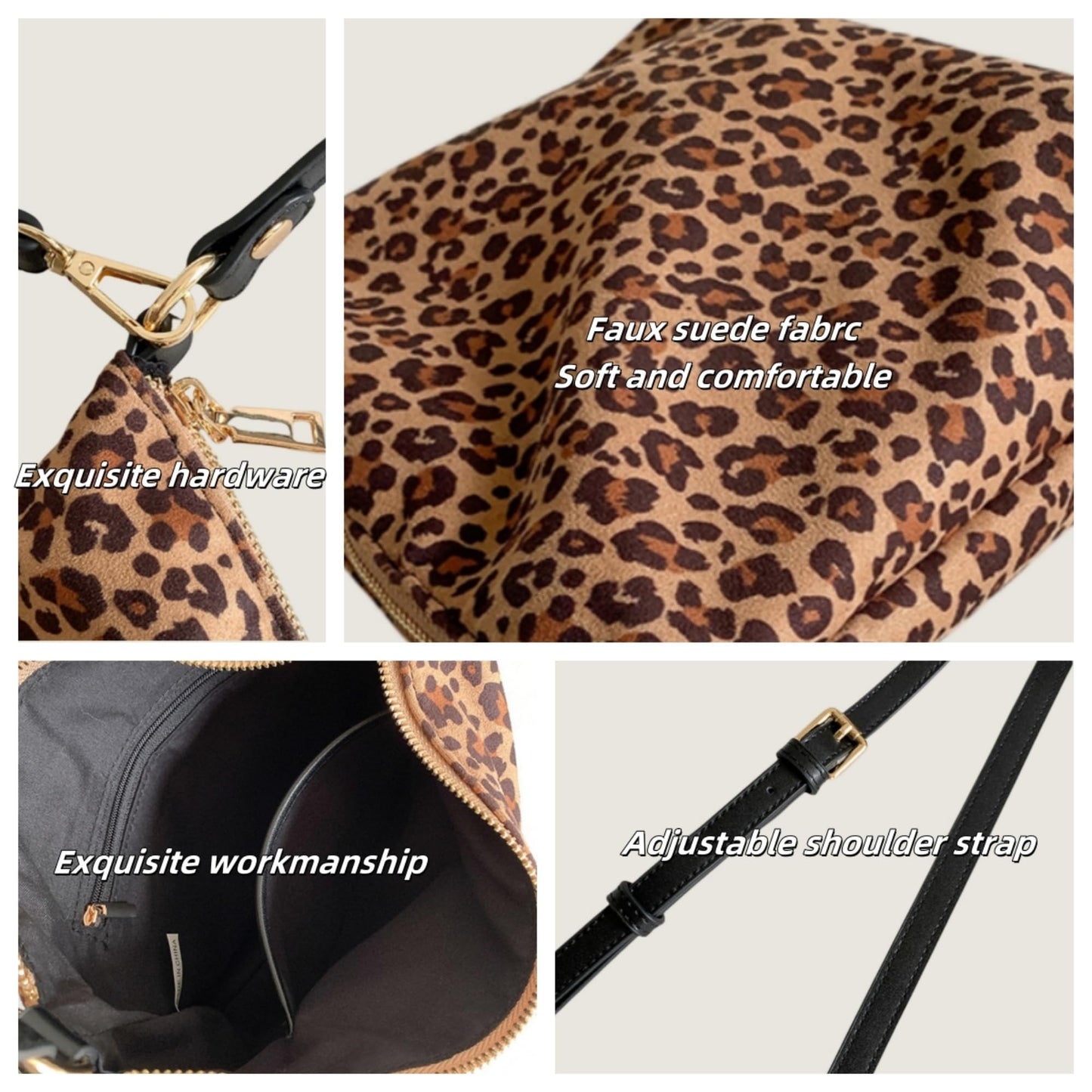 buyborgood Women's Suede Top Handle Crossbody Bag Leopard Print Purse Animal Small Handbag (Brown Cheetah)