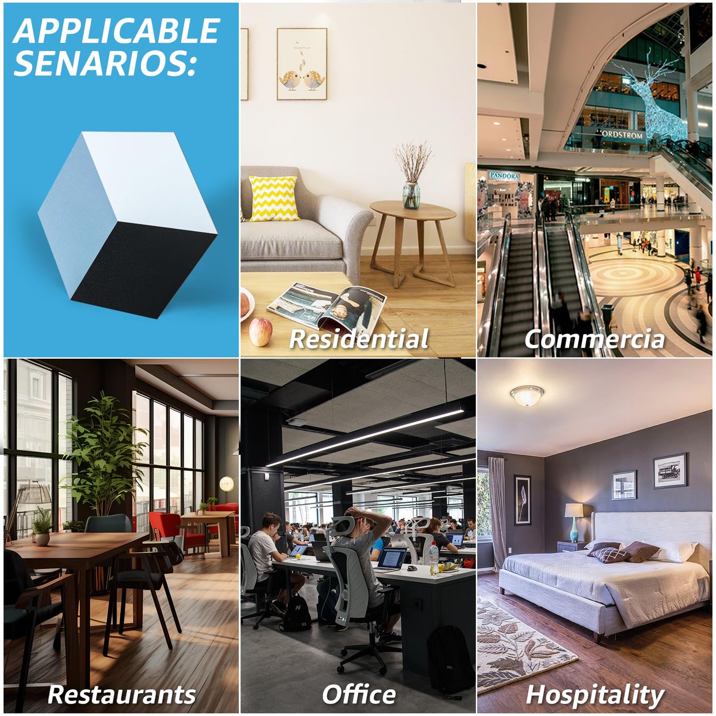 Art3d 30-Pack Hexagon Peel and Stick Flooring Tile, Self Adhesive Waterproof Vinyl Floor Tile for Kitchen Bathroom Living Room Bedroom, 11.8" x 10.2" Blue/Black/White