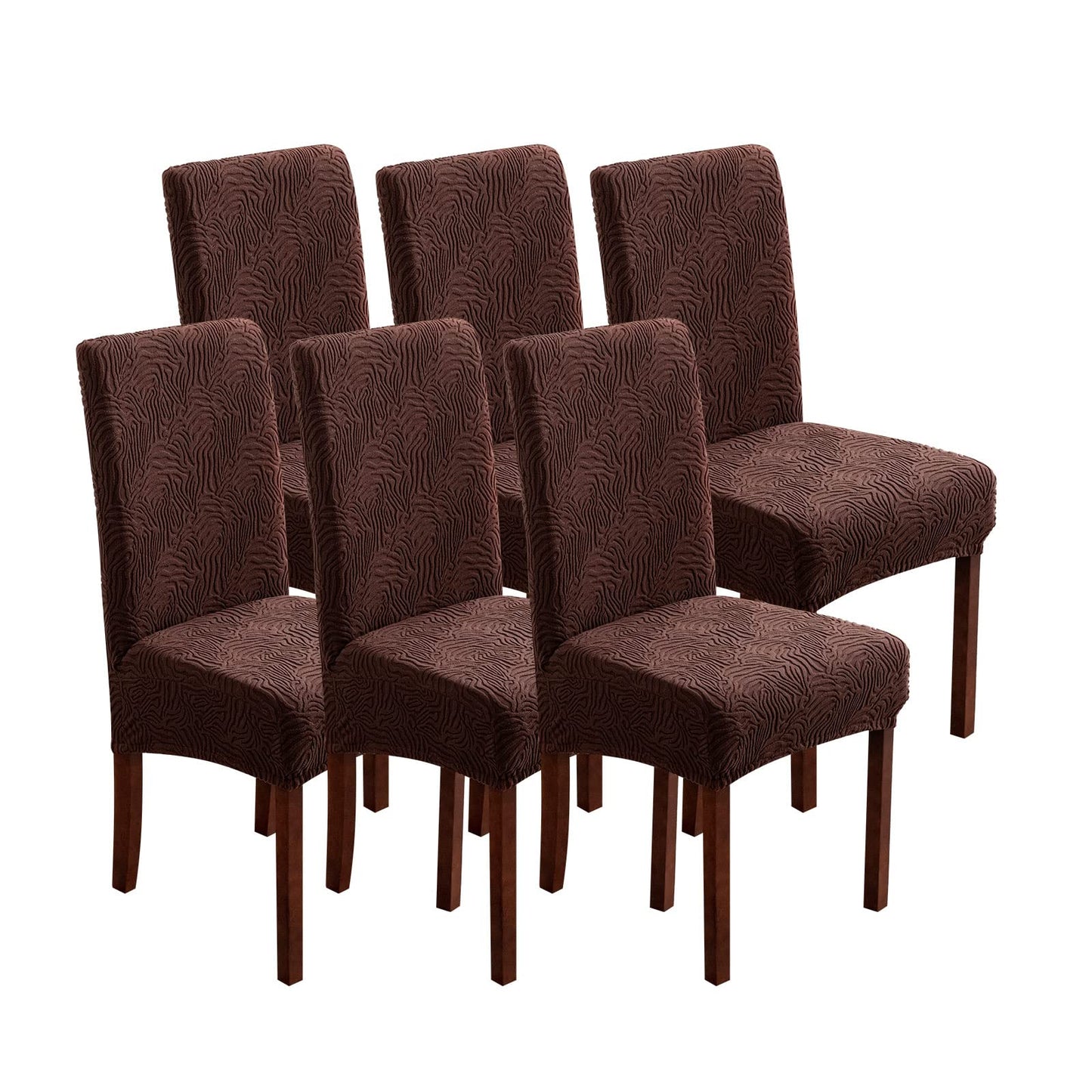 YUEANG Dining Chair Covers, Chair Covers for Dining Room Stretch Parsons Chair Slipcover, for Dining Room Kitchen Chair Protector Cover, Removable, Washable (Chocolate, 6 Pack)