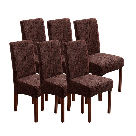 YUEANG Dining Chair Covers, Chair Covers for Dining Room Stretch Parsons Chair Slipcover, for Dining Room Kitchen Chair Protector Cover, Removable, Washable (Chocolate, 6 Pack)