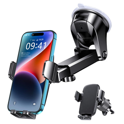 Qifutan Car Phone Holder Mount Phone Mount for Car Windshield Dashboard Air Vent Universal Hands Free Automobile Cell Phone Holder Fit for iPhone Smartphone Carbon Fiber