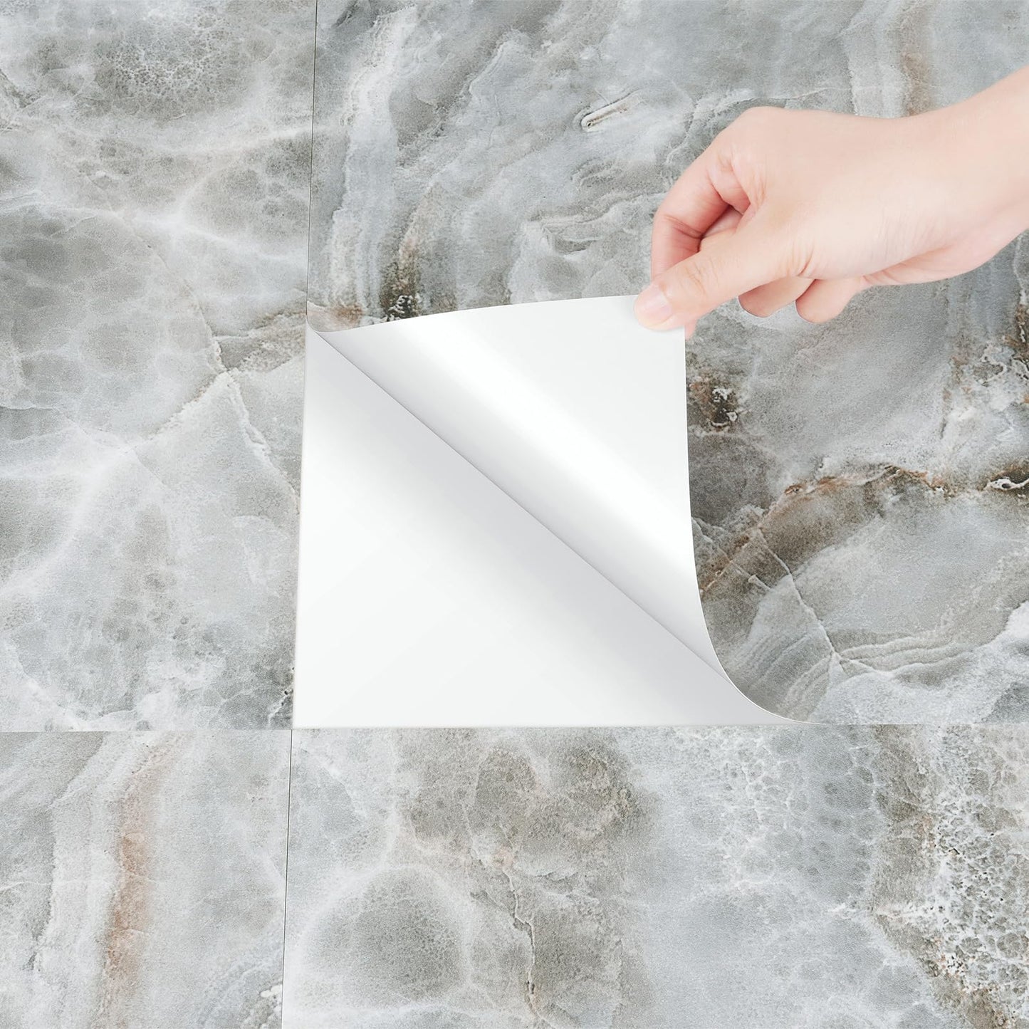 Livelynine Peel and Stick Floor Tile Green Marble 24X12" 4-Pack Stick on Vinyl Flooring Self Adhesive Floor Tiles Peel and Stick Waterproof Bathroom Flooring Tiles Kitchen Renter Friendly Laminate