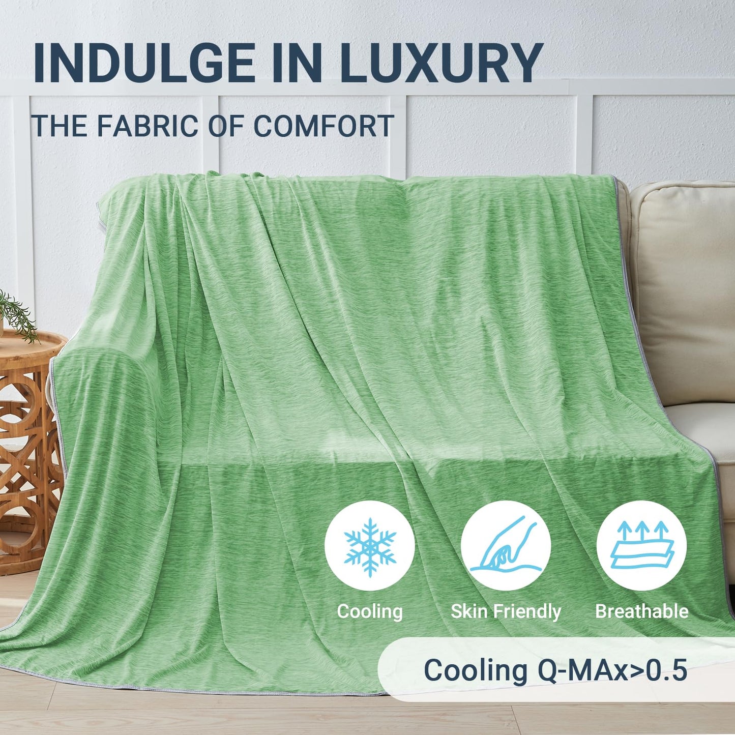 Cushious Cooling Blanket Throw Size 50"x70", Summer Lightweight Breathable Ice Blanket, Cooling Blankets for Hot Sleepers Night Sweats Adults Absorb Heat Keep Cool