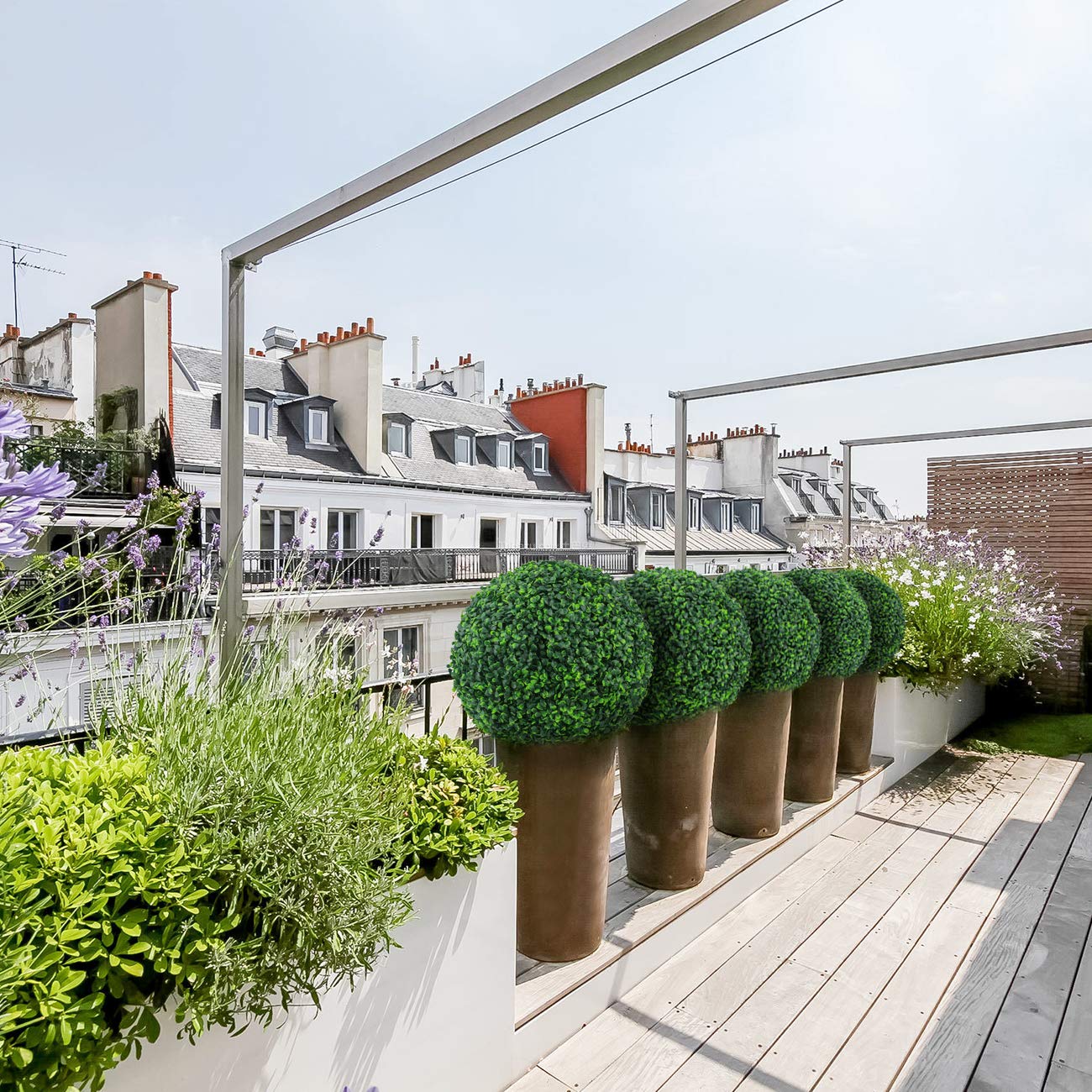 Sunnyglade 2 PCS 19.7 inch 4 Layers Artificial Plant Topiary Ball Faux Boxwood Decorative Balls for Backyard, Balcony,Garden, Wedding and Home Décor (19.7 inch)