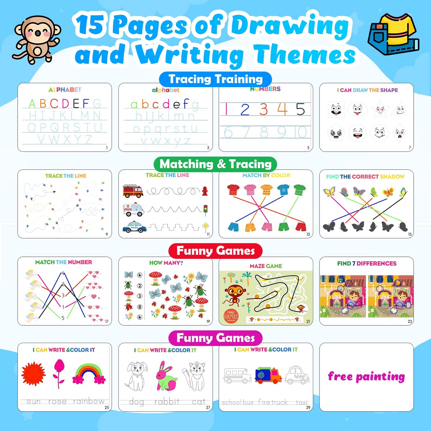 MDINGTD Busy Book for Toddlers, 30 Themes Montessori Preschool Learning Activities Kids Toys Birthday Xmas Gifts for 3-5 Year Olds Boys Girls Early Educational Toys Age 3-5 Autism Learning Materials