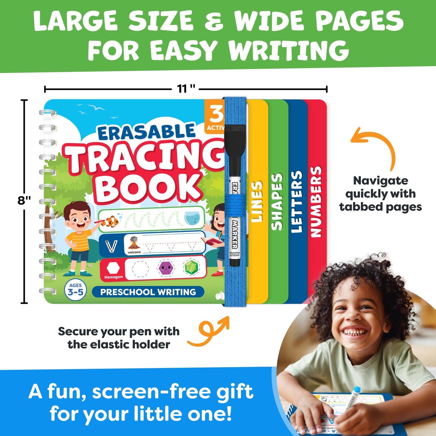 Preschool Learning Activities - Tracing Books for Kids Ages 3-5 - Toddler Handwriting Practice - Letter Tracing for Kids Preschool Kindergarten Workbooks 3-4, 4-5 - Learning Books - Summer Toys
