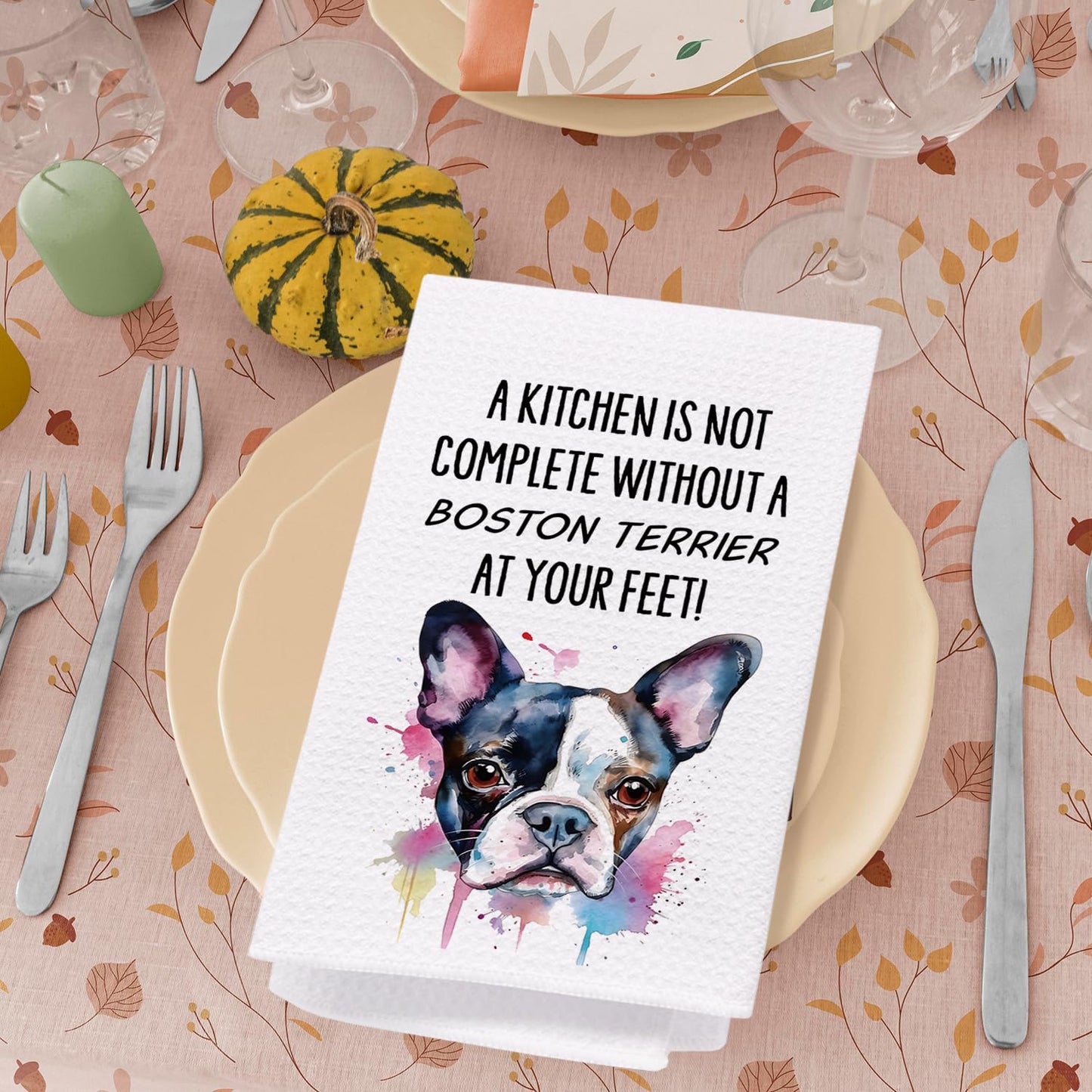 SPBL&L Boston Terrier Gifts for Women,Boston Terrier Decor Kitchen Bathroom Hand Dish Towels Set of 4,16x24 Inches