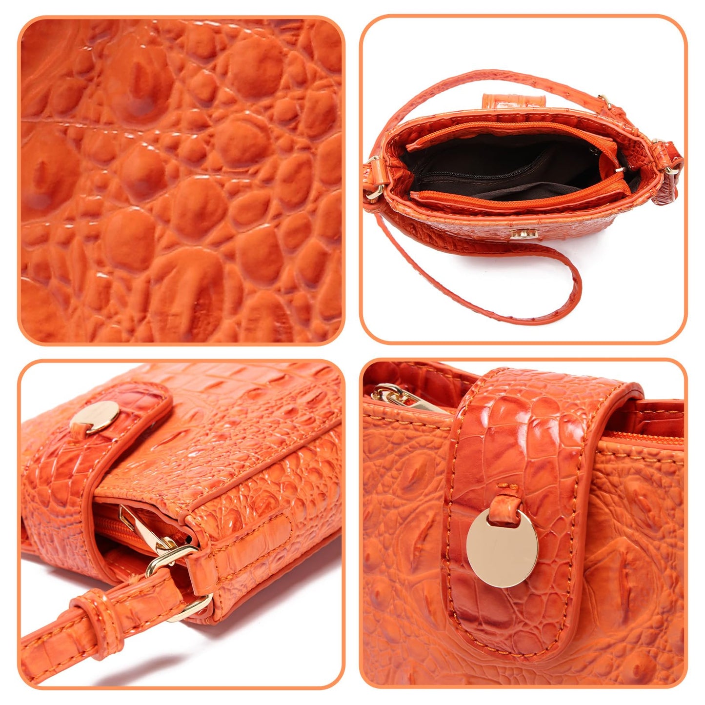 Makcr Joacbv Crocodile Embossed Small Crossbody Bag Fashionable Magnetic Buckle Decoration Shoulder Women's Luxury Wallet