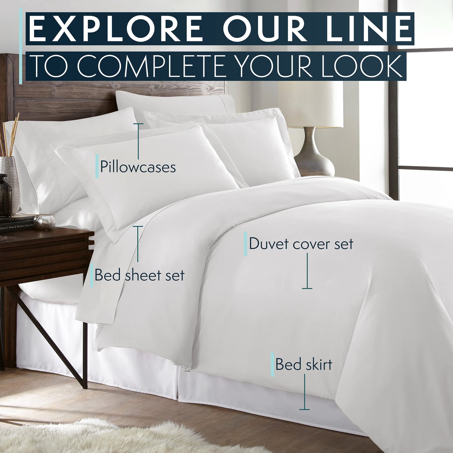 HC Collection Bed Sheets Set, HOTEL LUXURY Platinum Collection 1800 Series Bedding Set, Deep Pockets, Wrinkle & Fade Resistant, Hypoallergenic Sheet & Pillow Case Set (Queen, White)