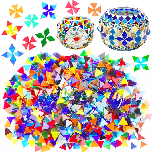 1100 Pcs Mosaic Tiles, Glass Mosaic Tiles for Crafts Bulk, Stained Mosaic Glass Pieces, Mosaic Supplies for Home Decoration, Art Crafts, DIY Projects, Transparent (Mixed Shape)