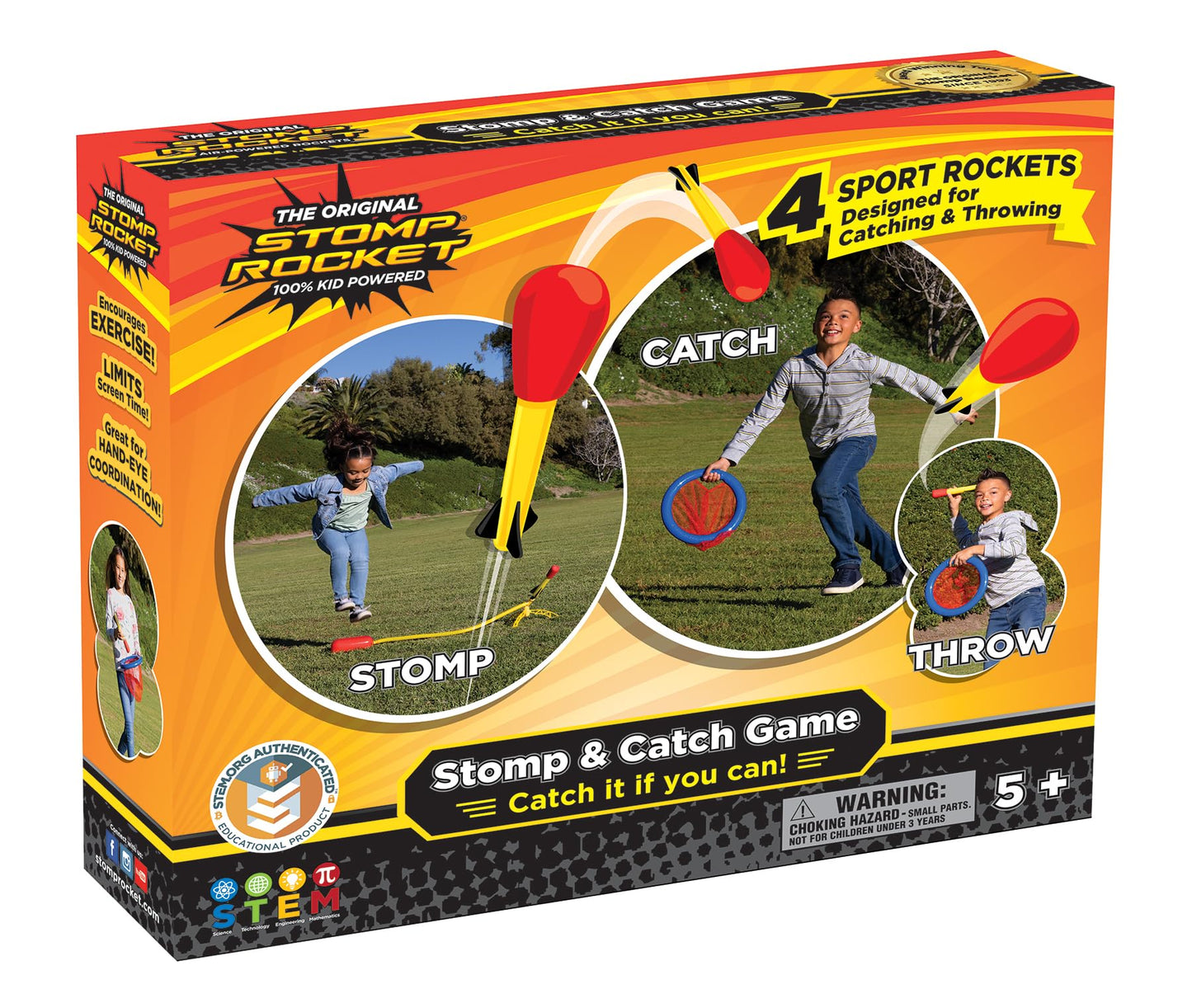 Stomp Rocket Original Dueling Rocket Launcher for Kids, 8 Rockets - Fun Backyard & Outdoor Kids Toys Gifts for Boys & Girls -Toy Foam Blaster Set Soars 200ft - Multi-Player Launcher Stand