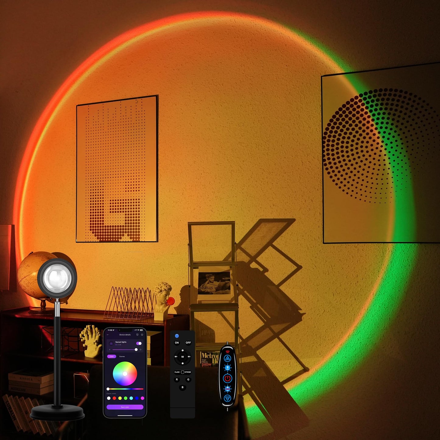 Sunset Lamp Projector,180 Degree Rotation Sun Projection Light Led Night Light Floor Lamp with USB Port,Sunset Lamps for Photography Party Bedroom Decor,Christmas Gifts for Women