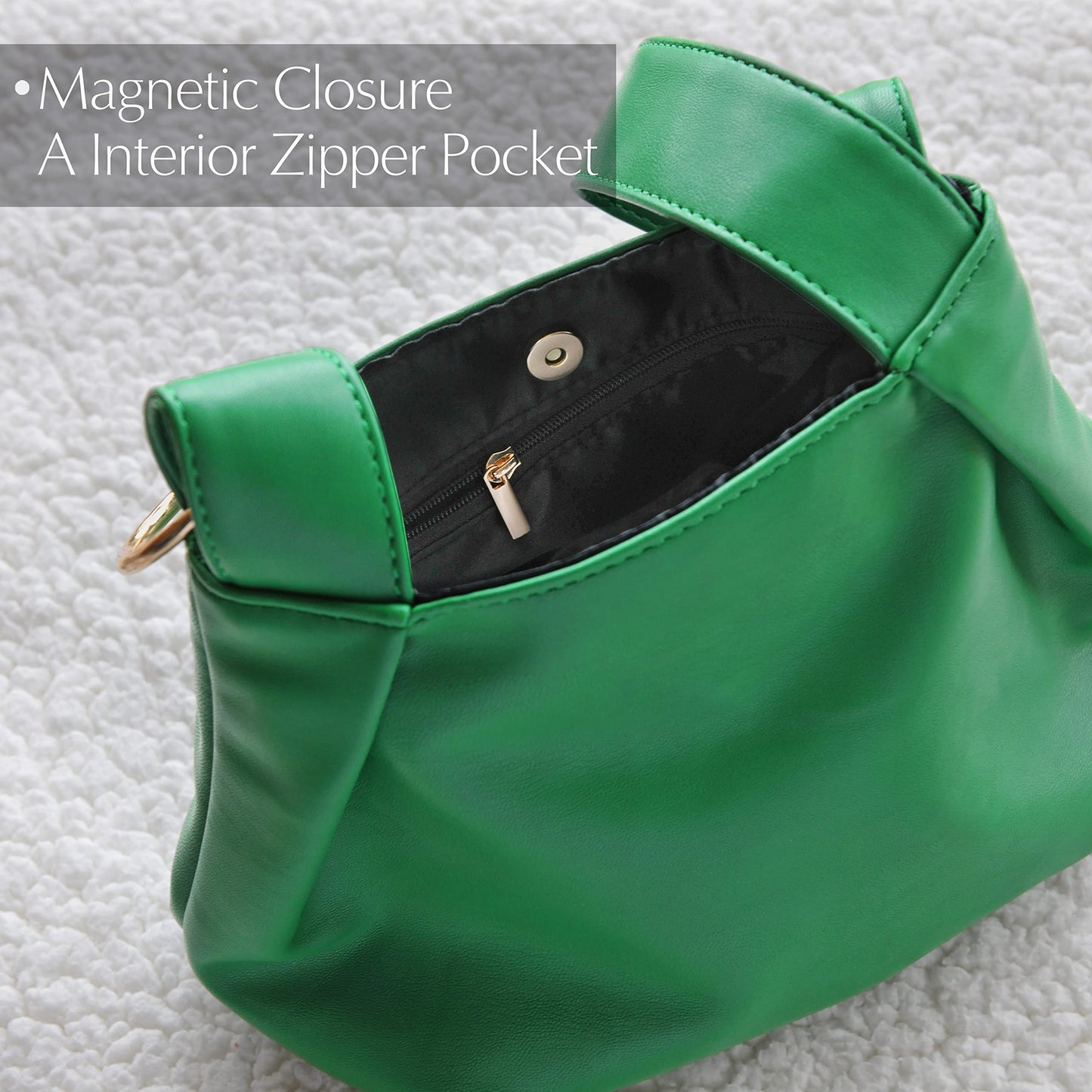 Women's Clutch Soft Vegan Leather Hobo Top Handle Bag Small Tote Purse (Green)