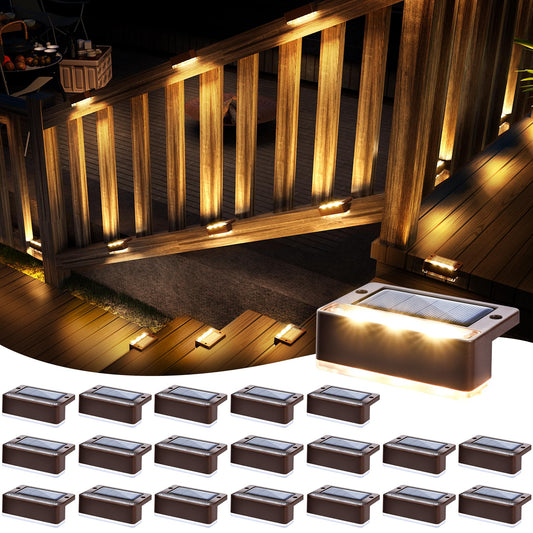 SOLPEX Solar Fence Lights, Solar Deck Lights Outdoor Waterproof Solar Powered for Step, Stair, Balcony,Front Porch,Garden, Walkway,Yard, Patio Decor, IP65 Waterproof (16 Pack, Warm White) 6 LEDs