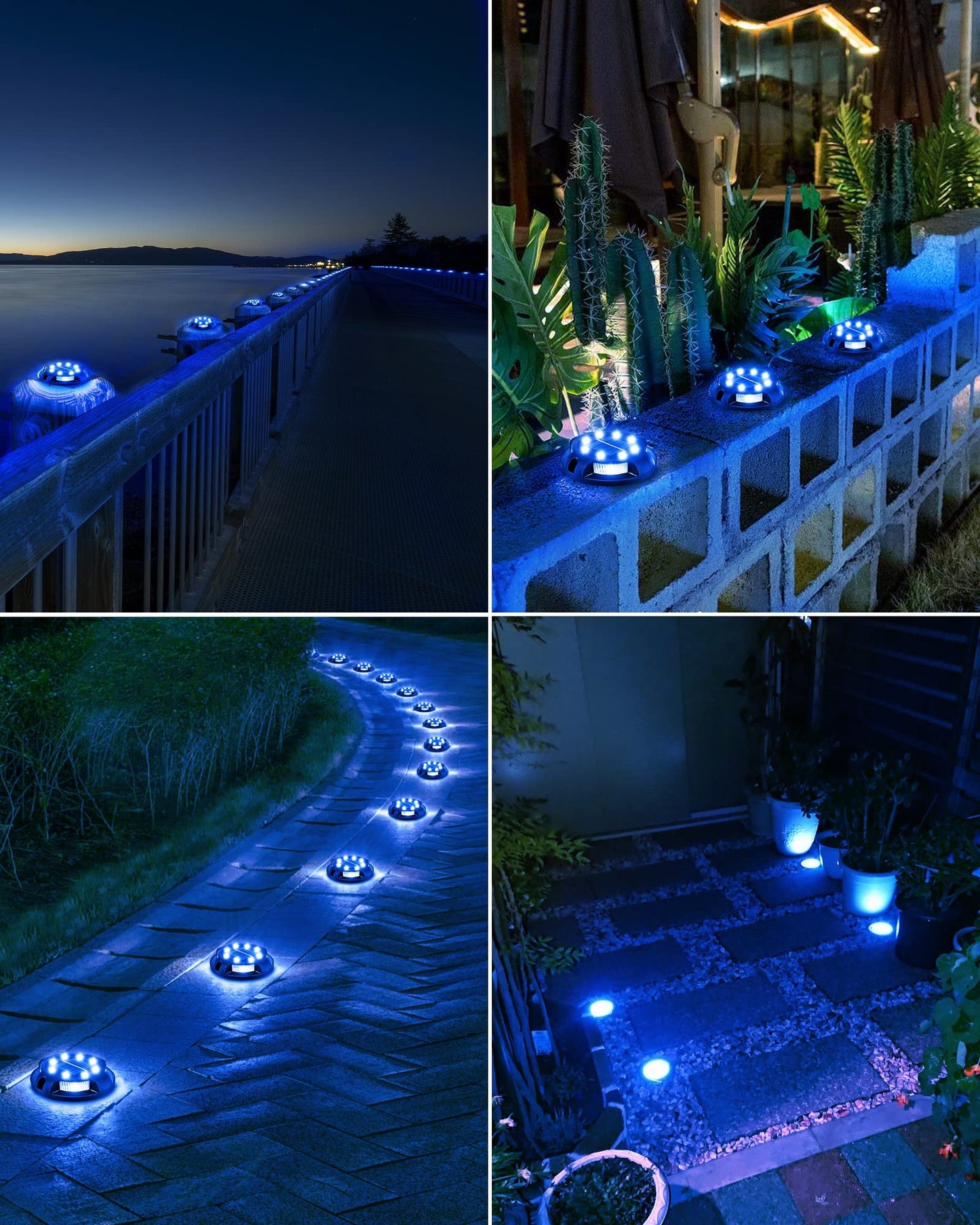 Biling Solar Pathway Lights Outdoor Uplight Sidelight, 12 Packs Blue Bright Solar Ground Lights Waterproof for Yard Walkway Garden Halloween Decorations
