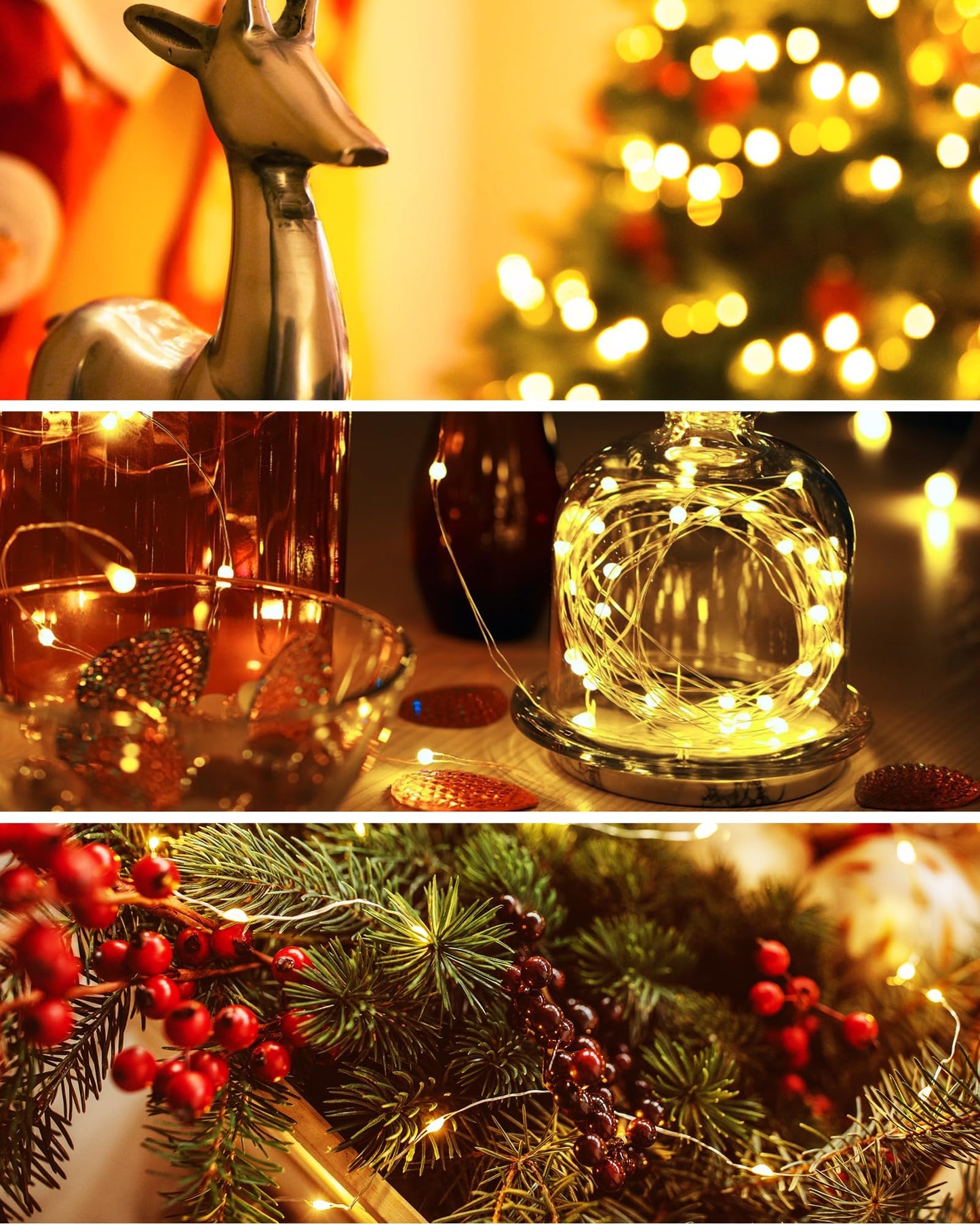 6 Pack Fairy Lights Battery Operated - 7ft 20 LED Twinkle Lights Copper Wire Mini String Lights Firefly Lights for Mason Jars DIY Crafts Christmas Wedding Party Centerpiece Table Decor, Warm White