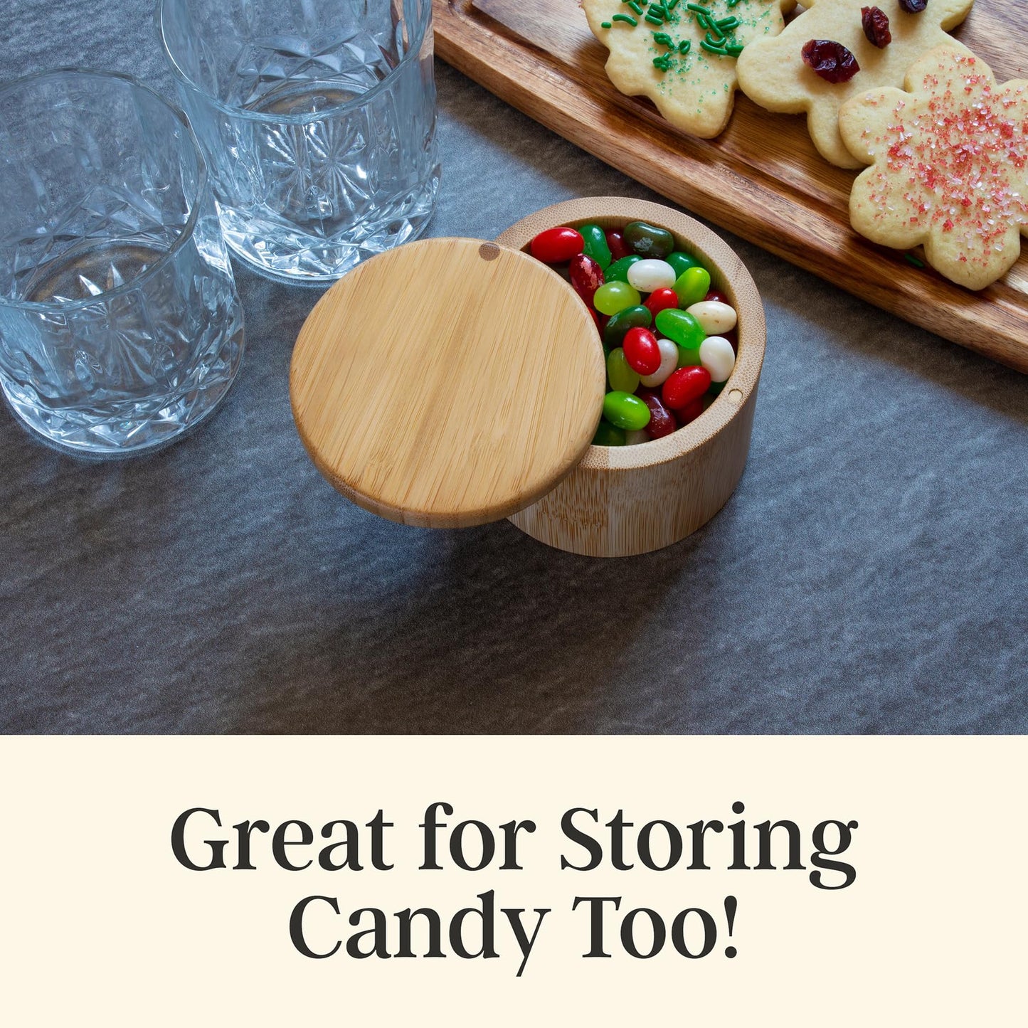 Totally Bamboo Salt Cellar with Swivel Lid – Bamboo Spice Box Storage Container for Kitchen Countertop with Magnetic Closure – Ideal for Sea Salt, Spices and Herbs