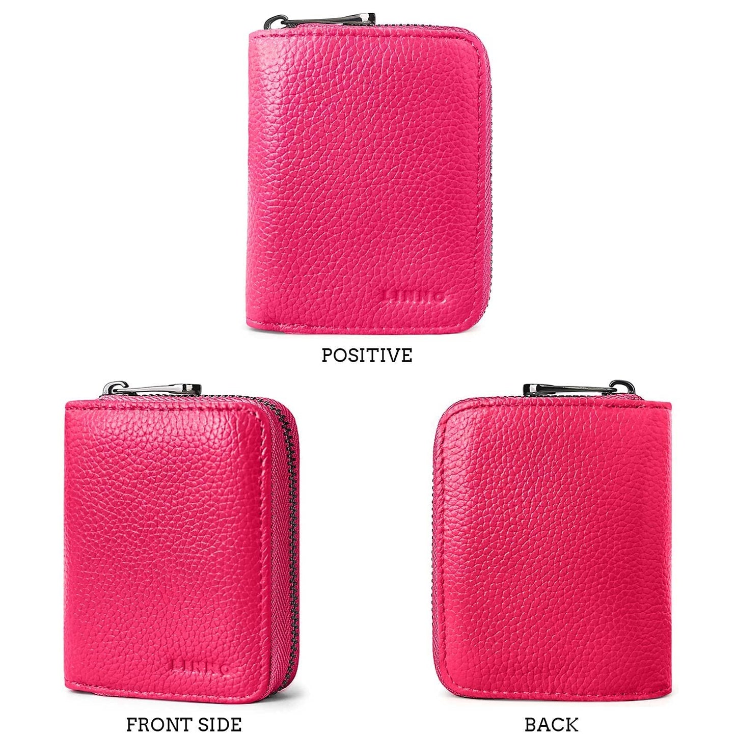 Linno RFID 20 Slots Credit Card Holder Genuine Leather Small Wallet for Women or Men with Zipper