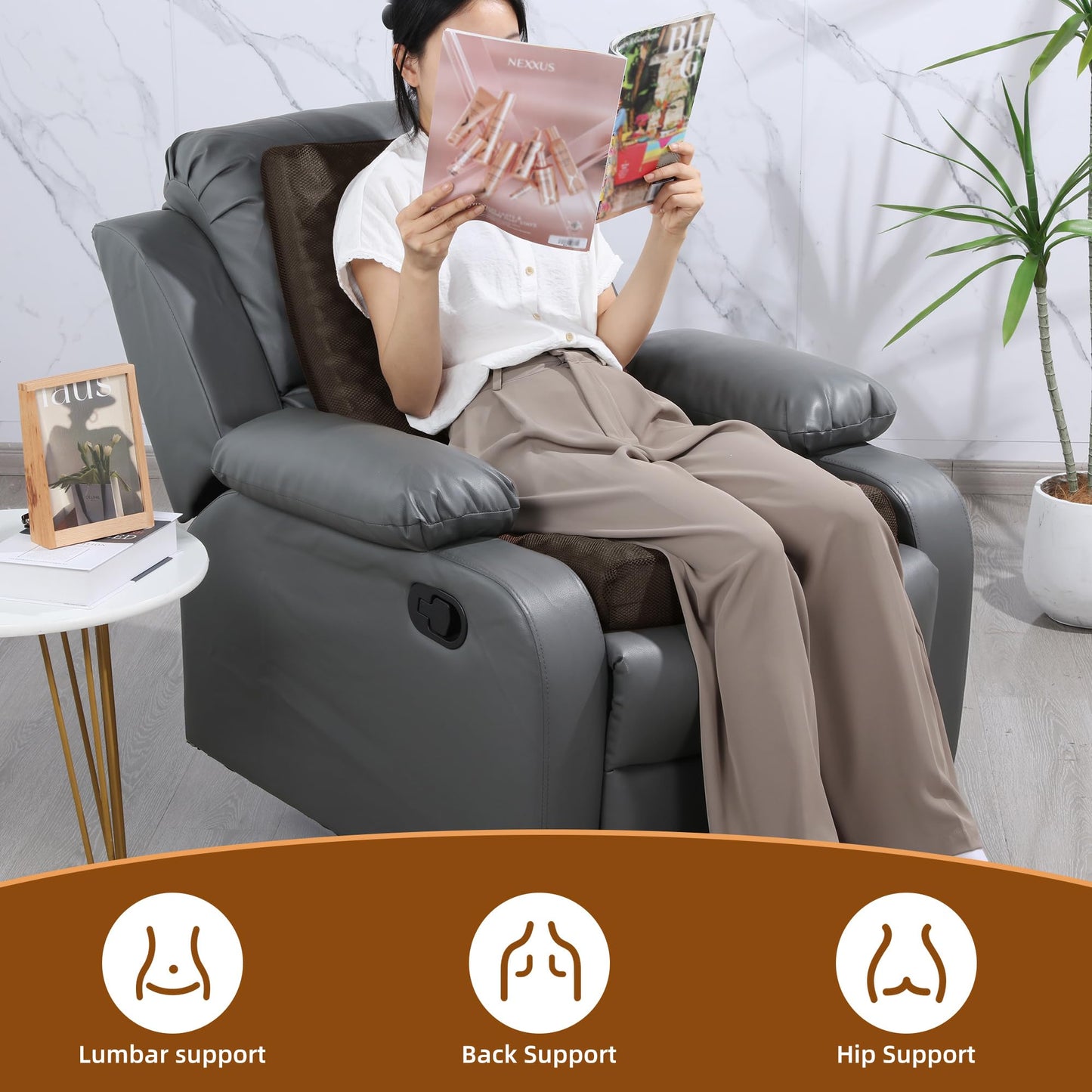 BALAPET Recliner Cushions for Long Sitting,Egg Crate Foam Recliner Cushion for Elderly Reduces Muscle Fatigue and Provides Air Flow,Extra Large Non-Slip Seat Cushion with Back Support(20×20×4in)