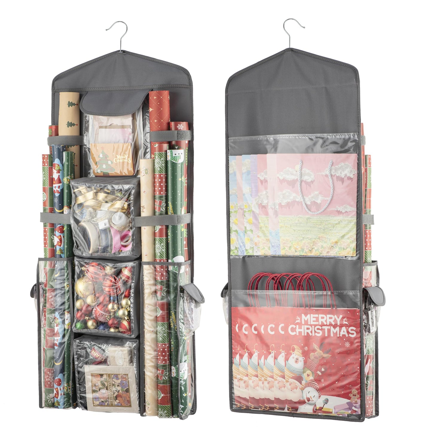 EXLIFBAG Wrapping Paper Storage, Gift Wrap Organizer Holder Double-Sided Hanging Gift Bag Storage Organizer