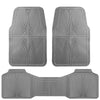 CAR PASS Rubber Floor Mats, All Weather Waterproof Trim-to-Fit Automotive Mats for Cars Trucks SUV, Anti-Slip Easy Clean, Heavy Duty Full Set 3-Piece, All Black