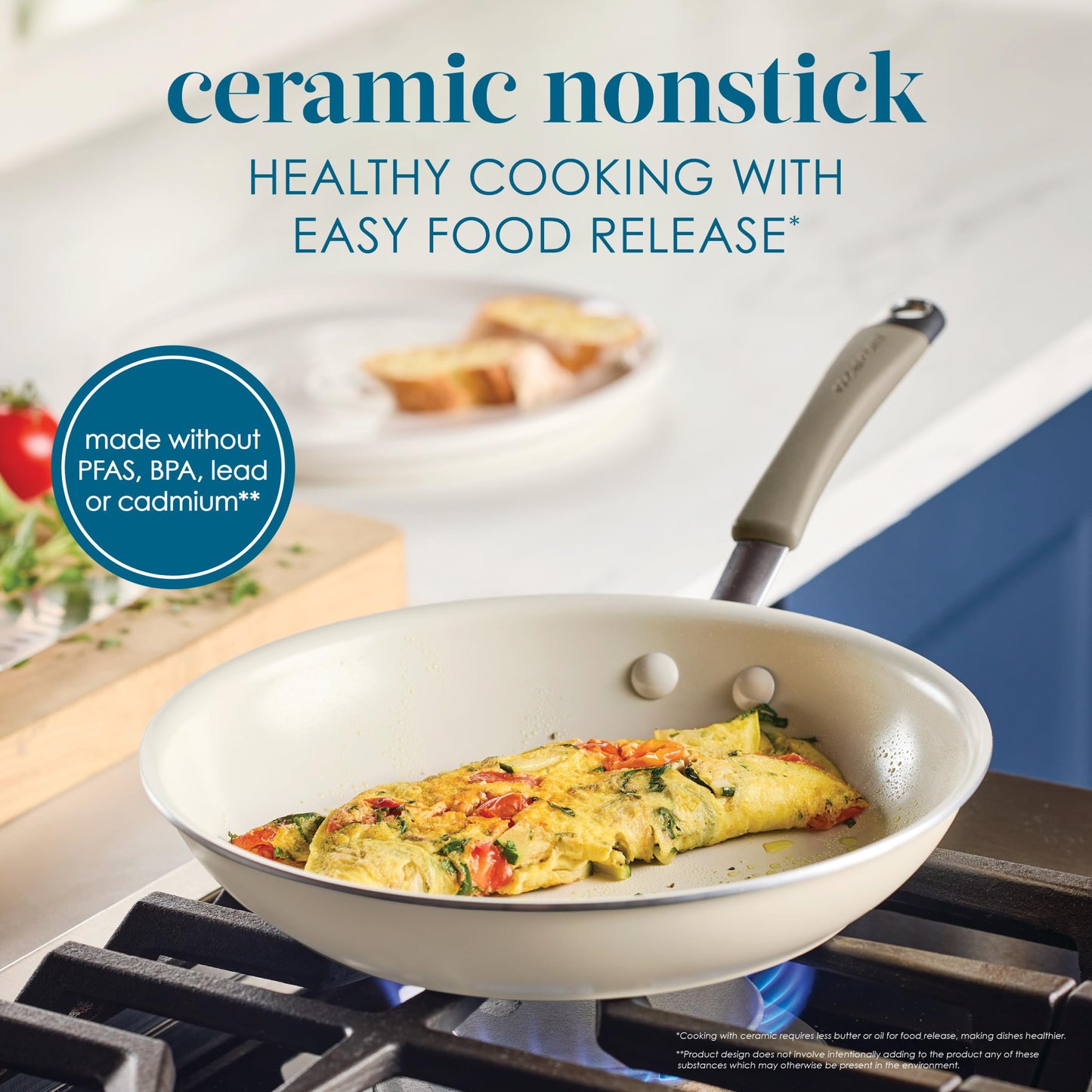 Rachael Ray Cucina Ceramic Nonstick Pots and Pans Set with Saucepans, Saute, Frying Pans, Stockpot, Lids, Pan Protectors, and Cooking Utensils, 13 Piece Non Stick Cookware Set - Almond