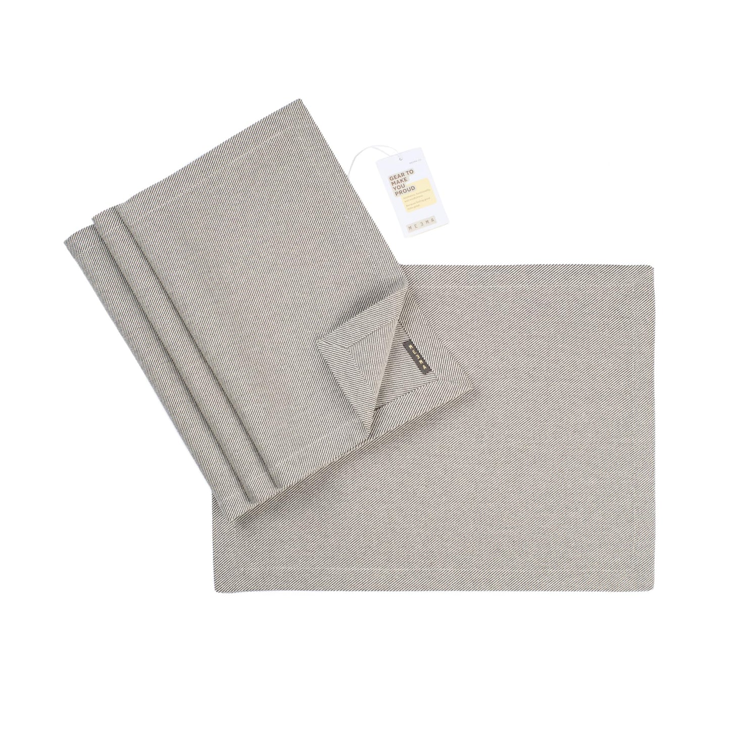 MEEMA Rustic Placemats 14x20 in | Sustainable Products Upcycled Denim and Cotton Cloth Placemats Set of 4 - Blue | Handcrafted, Washable Place Mats for Dinner Table, Everyday Use and Special Occasions