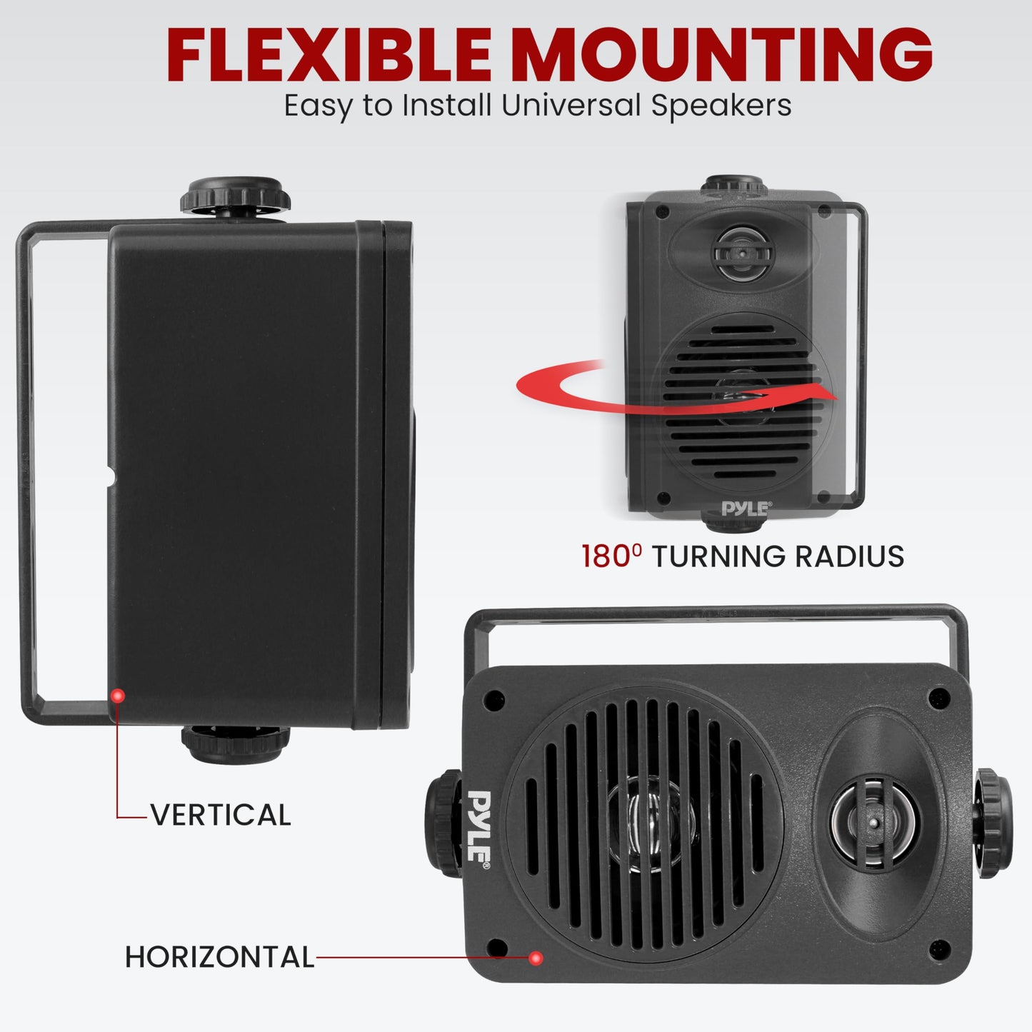 Pyle Indoor Outdoor Speakers Pair - 200 Watt Dual Waterproof 3.5” 2-Way Full Range Speaker System w/ 1/2” High Compliance Polymer Tweeter - in-Home, Boat, Marine, Deck, Patio, Poolside (Black)