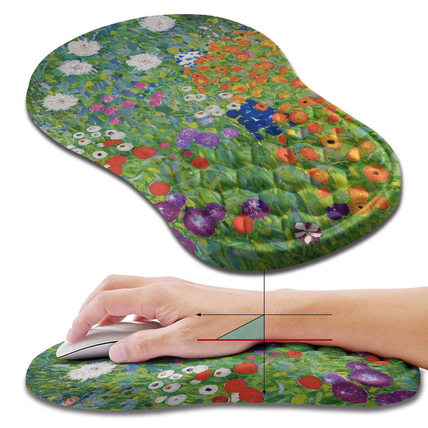 Hokafenle Ergonomic Mouse Pad Wrist Support, Wrist Rest Mousepad for Carpal Tunnel Pain Relief with Integrated Memory Foam Slope Massage Bulge (11.8x7.9 inch,Topographic Contour)