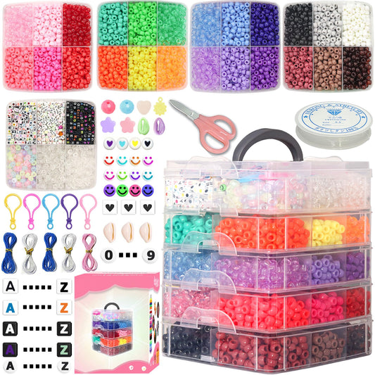 LIS HEGENSA 28 Color DIY Crafts Gifts for Girls Beading Kits, 1200PCS Pony Beads Bracelet Making Kits with Decorative Beads and Charms, Craft Supplies for Children, Adults, Girls