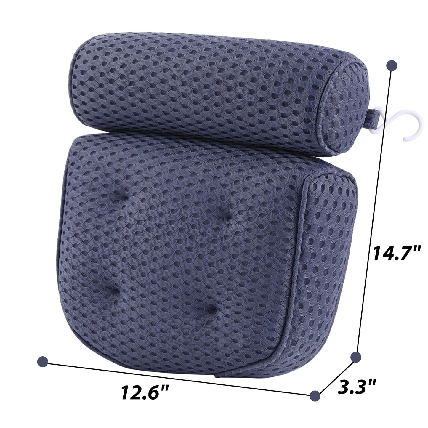 AEROiVi Luxury Bath Pillows for Tub，Bath Pillow Bathtub Pillows for Head and Neck Support Bath Cushion Made from Soft Spacer Mesh Material with Suction Cups (Dark Blue)