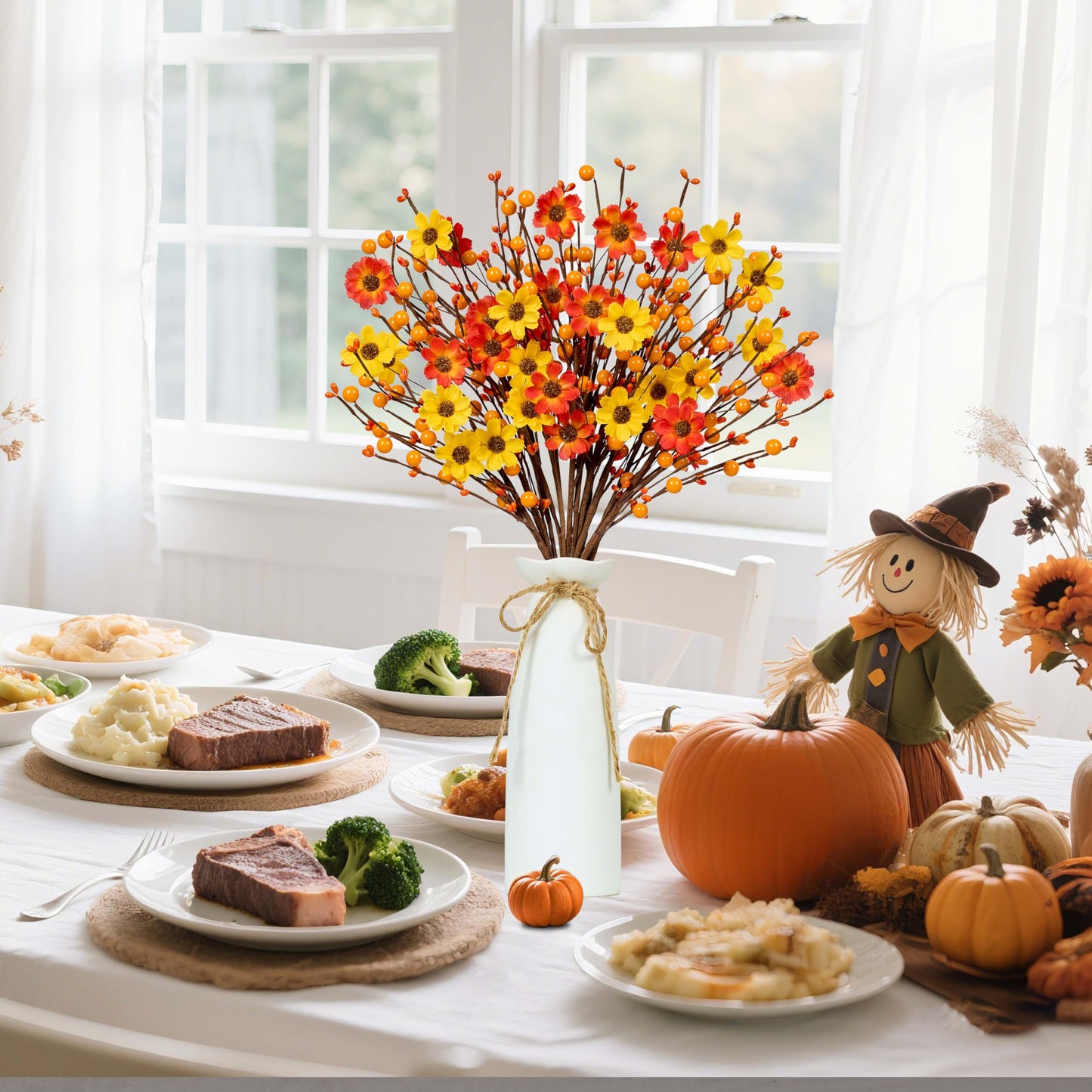 MAINGKAUNG Fall Floral Stems 12PCS Fall Floral Picks 17 Inch Autumn Berry Stems with Berries for Autumn Flower Arrangements Centerpieces Indoor Outdoor Decorations