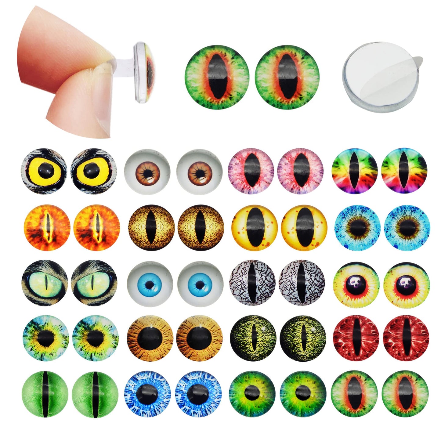 40PCS 20MM Self Adhesive Dragon Googly Wiggle Eyes Decoration Sticker for School Classroom Arts Crafts DIY Supplies
