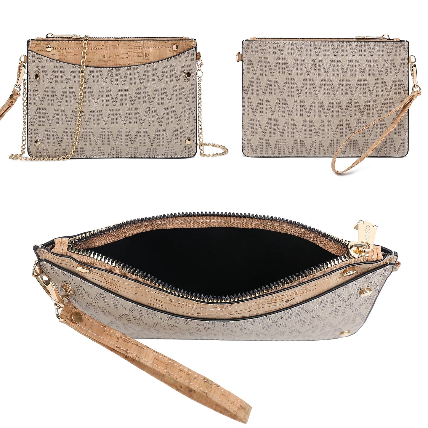 MKP Tote Bag for Women Medium Signature Monogram Satchel Handbags Purses Top Handle Shoulder Bags Wristlet Wallet Set 2pcs